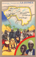 Guinée Conakry - Carte Géographique De La Colonie - Tam-tam - Couple Africain - Ed. Lion Noir  - Guinée
