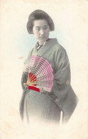Japan - Geisha With Pink Fan - Other & Unclassified