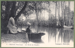 CPA Vue Rare - VAL DE MARNE - CRÉTEIL PITTORESQUE - LES BORDS DU CHAPITRE - Belle Animation, Pêcheur En Barque - Creteil