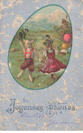 N°23880 - Joyeuses Pâques - Lièvres Habillés En Tenue De Tyrolien, Dansant - Pâques