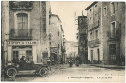 MONTAGNAC (34) – La Grand’Rue. Voiture. Edit. Pagès, Tabacs, N° 9. - Montagnac