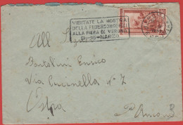 ITALIA - Storia Postale Repubblica - 1952 - 25 Italia Al Lavoro (Isolato) + Flamme Fiera Di Verona-Federconsorzi - Lette - 1946-60: Poststempel