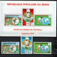 Benin 1978 Football Soccer World Cup Set Of 3 + S/s MNH - 1978 – Argentina