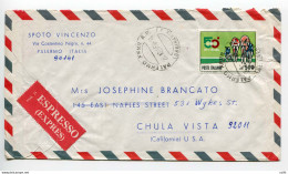 Ciclismo Lire 500 Isolato Su Busta Espresso Via Aerea Per Gli USA - 1946-60: Storia Postale