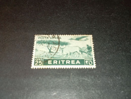 07AL07 COLONIE ITALIANE ERITREA 1936 SERIE PITTORICA POSTA AEREA CENT. 25 "O" - Erythrée