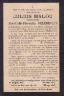 BRUSSEL Mechtildis DELEBECQUE épouse Julius MALOU Jules 1890 DP Souvenir Mortuaire Femme Ministre Catholique - Obituary Notices