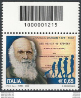2009 Italia Charles Darwin Codice A Barre MNH Unif. 3123cb - Other & Unclassified