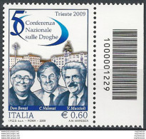 2009 Italia Conferenza Int. Sulle Droghe Codice A Barre MNH Unif. 3125cb - Altri & Non Classificati