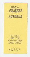 Ticket D'autobus Parisien Neuf Début Années 90 RATP - Bus De Paris (France) - Europa