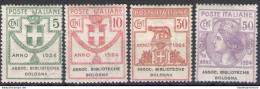 1924 Italia , Enti Parastatali, Serie Completa 1/4 ,4 Valori , Associazione Bibblioteche Bologna , MNH** - Other & Unclassified