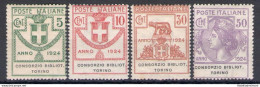 1924 Italia , Enti Parastatali, Serie Completa 30/33 ,4 Valori , Consorzio Bibblioteche Torino , MNH** - Altri & Non Classificati