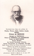 WESTERLOO Prince Charles De MERODE Burgemeester Westerloo 1919-1946 DP Ancien Conseil Provincial Anvers Hérent 1977 - Todesanzeige