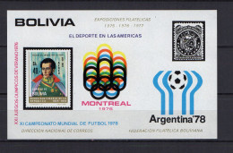 Bolivia 1975 Football Soccer World Cup, Olympic Games Montreal S/s MNH -scarce- - 1978 – Argentina