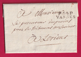 MARQUE P54P VANNES MORBIHAN TEXTE LE DIRECTEUR DES DOMAINES AN13 1805 POUR LORIENT LETTRE - 1701-1800: Précurseurs XVIII