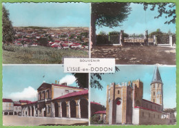 Belle CPSM Souvenir De L'ISLE En DODON Vue Générale Eglise Stade Halle 31 Haute Garonne - Other & Unclassified