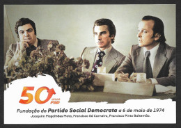 Portugal Entier Postal 2024 PPD PSD Parti Social-démocrate 50 Ans Sá Carneiro Stationery Social Democratic Party - Postal Stationery