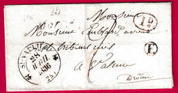 CURSIVE 25 MORAS DROME CAD TYPE 12 ST VALLIER BOITE RURALE F DECIME RURAL POUR VALENCE LETTRE - 1801-1848: Précurseurs XIX