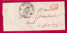 CAD TYPE 12 MONTARGIS LOIRET 1835 CL ROUGE TAXE LOCALE 1 POUR MONTARGIS LETTRE LOCALE LETTRE - 1801-1848: Precursori XIX