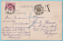 CP France CANY Sur La Durdent Affr Recto- Taxé 30 C VAL ST LAMBERT 5 XI 1906 - Storia Postale