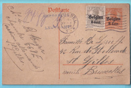 EP OC Obl 21 X 18 Bon Tarif Depuis 1 X 18 ! GEFORFERN LEUTNANT Geprüft Censurée Prison De Saint-Gilles  Rare  - Ocupación Alemana