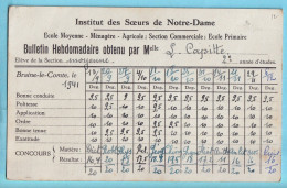 BRAINE LE COMTE Institut Des Sœurs De Notre Dame Bulletin1941  - Diploma & School Reports