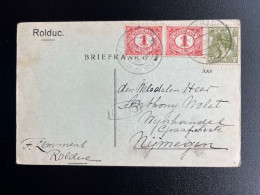 NETHERLANDS 1919 POSTCARD KERKRADE TO NIJMEGEN 26-12-1919 NEDERLAND - Cartas & Documentos