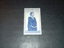 07AL07 REPUBBLICA ITALIANA 1958 CENTENARIO NASCITA DI ELEONORA DUSE "XX" - 1946-60: Neufs