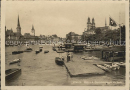 11640864 Zuerich Blick Von Der Quaibruecke Limmat Muenster Kirche Zuerich - Autres & Non Classés