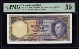 Turkey, 500 Lira, 1968, P-183, PMG 35 VF Banknote - Turquie