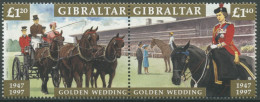 Gibraltar 1997 Goldene Hochzeit Von Königin Elisabeth II. 801/02 ZD Postfrisch - Gibilterra