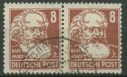 SBZ Allgemeine Ausgabe 1948 Karl Marx Waagerechtes Paar 214 A Gestempelt - Other & Unclassified