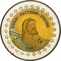 Suisse, 2 Euro, Fantasy Euro Patterns, Essai-Trial, BE, 2003, Bimétallique, FDC - Private Proofs / Unofficial