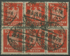 Deutsches Reich 1924 Neuer Reichsadler 357 X 6er-Block Gestempelt - Gebruikt