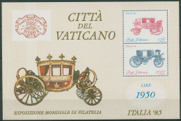 Vatikan 1985 ITALIA'85 Historische Fahrzeuge Block 8 Postfrisch (C91501) - Blocs & Hojas