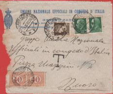 ITALIA - Storia Postale Regno - 1932 - 10 + 2x 25c Imperiale + 2x 40c Segnatasse - Lettera Tassata - Solo Frontespizio - - Storia Postale