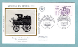 FDC France 1988 - Journée Du Timbre 1988 - Voiture Montée - YT 2525 - Paris (soie) - 1980-1989