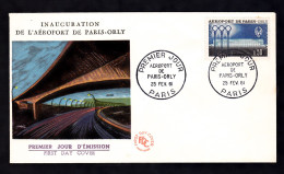 FDC - ENVELOPPE PREMIER JOUR - AEROPORT DE PARIS ORLY - FEVRIER 1961 - YT 1283 - 1960-1969