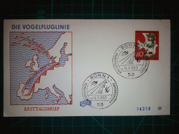 ALLEMAGNE. Enveloppe FDC Avec Cachet Commémoratif De “Die Vogelfluglinie, Europastrasse ”. Timbre Et Cachet Spécial. - 1950-1970