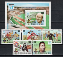 Chad - Tchad 1978 Football Soccer World Cup Set Of 5 + S/s With Winners Overprint In Silver MNH - 1978 – Argentine