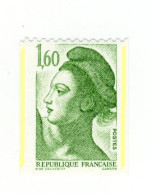 Liberté 1fr60 Vert De Roulette YT 2222h : Deux Demi-bandes Phospho à Droite Et à Gauche. Voir Le Scan. Cote YT : 8 €. - Unused Stamps