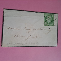 N°12a 5 C. Vert Jaune Oblitération Etoile Cote 2024 Sur Lettre 335€ Enveloppe Format 9 X 6 Cm - 1853-1860 Napoleon III