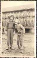 Kids Child Two Girls Smiling Outside  In Garden Old  Photo 14x9 Cm # 40986 - Anonymous Persons
