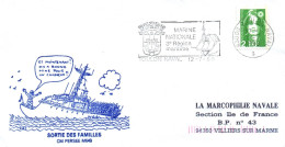 ENVELOPPE AVEC CACHET CM PERSEE M649 - SORTIE DES FAMILLES - TOULON NAVAL LE 12/7/90 - Correo Naval