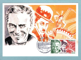 Carte Maximum Monaco 1989 - Charlie Chaplin - Charlo - Comédien - YT 1680 - Maximum Cards