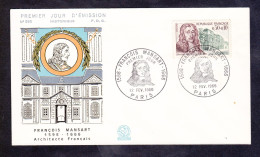 FDC - ENVELOPPE PREMIER JOUR - FRANCOIS MANSART - FEVRIER 1966 - YT 1471 - 1960-1969