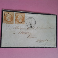 N°13A 10 C. Brun Clair X 2 Touchés En Bas Cote 2024 Sur Lettre 60€ PC 3491 Varennes En Argonne Cote 2024 10€ Pour Etain - 1853-1860 Napoléon III