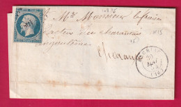 N°15 PC 108 ARCIAC CHARENTE INFRIEURE POUR ANGOULEME LETTRE - 1849-1876: Periodo Classico