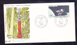 FDC - ENVELOPPE PREMIER JOUR - SATELLITE D1 - FEVRIER 1966 - YT 1476 - 1960-1969