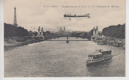 CPA Paris - Perspective Sur La Seine, Le Pont Alexandre III, Avec Monoplan (joli Plan) - The River Seine And Its Banks