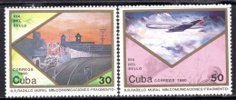 CUBA 1990 - Stamp Day - Plane - Train - MNH Set - Unused Stamps